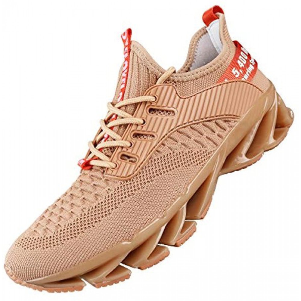 Mens Athletic Running Shoes Mesh Lightweight Sneakers Breathable Stylish Gym Shoes Casual Tennis Sport Shoes Apricot